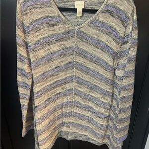Chico's Knit Sweater with Gray and Purple Tones